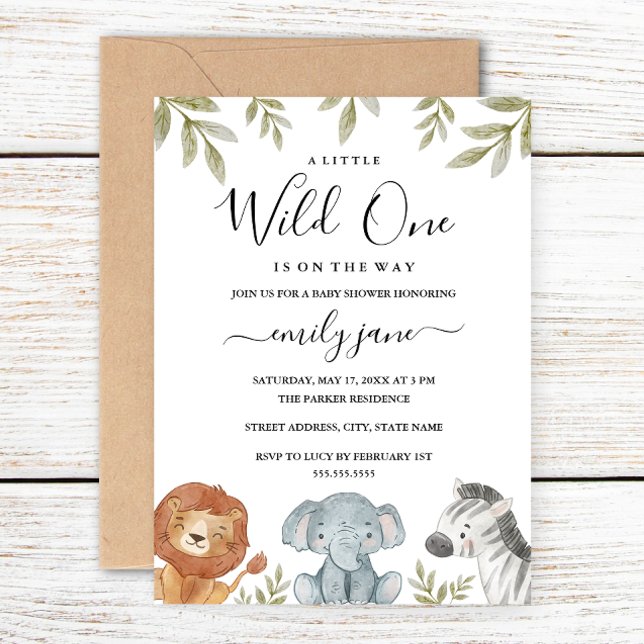Boy Girl Safari Cute Animals Baby Shower Invitation (Creator Uploaded)