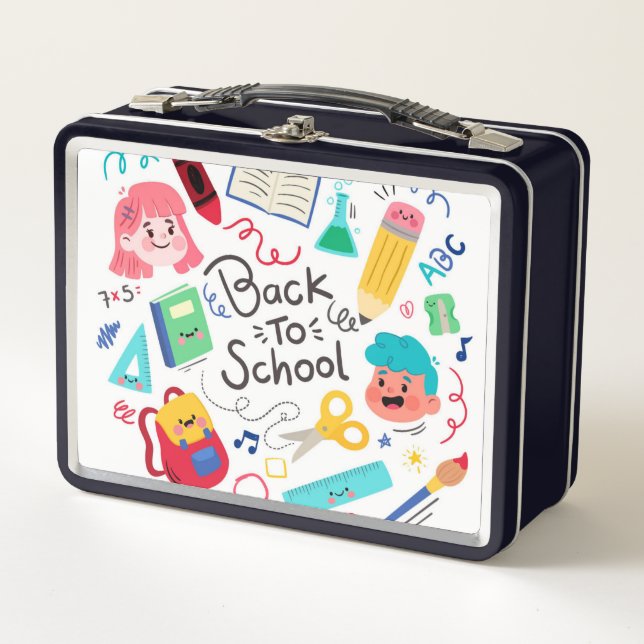Boy Girl School  Metal Lunch Box (Front)