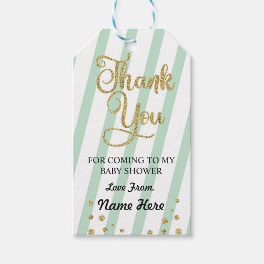 Boy Girl Thank You Baby Shower Mint Gender Reveal Gift Tags Zazzle Co Uk