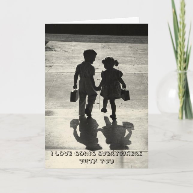 Boy & Girl True Love Greeting card holding hands (Front)