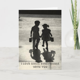 Boy & Girl True Love Greeting card holding hands
