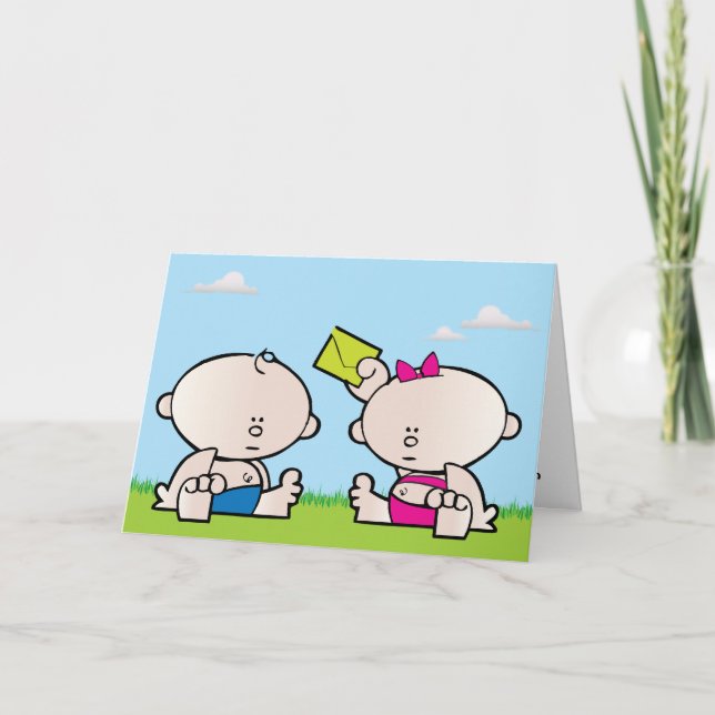 Boy Girl Twin Birthday Greeting Card (Front)