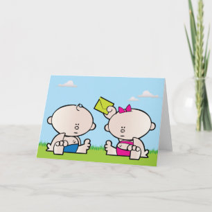 Boy Girl twin greeting card