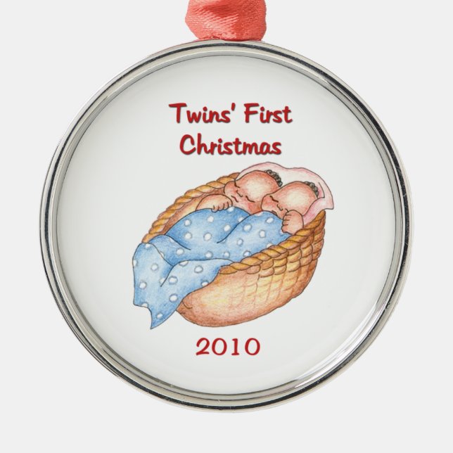 Boy/Girl Twins First Christmas Ornament (Front)