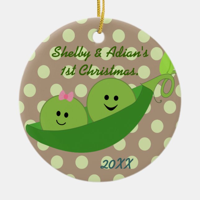 Boy Girl Twins First Christmas Ornament (Front)