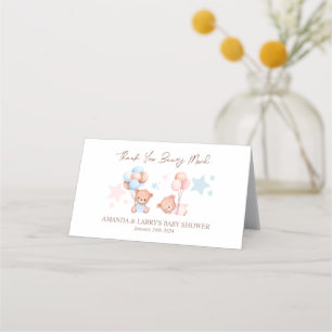 Boy Girl Twins Teddy Bear Baby Shower Bag Topper Place Card
