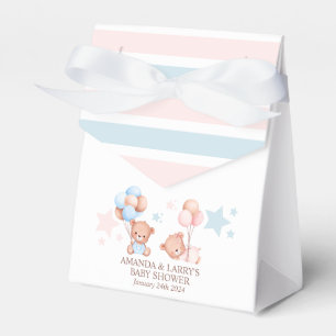 Boy Girl Twins Teddy Bear Baby Shower Favour Box