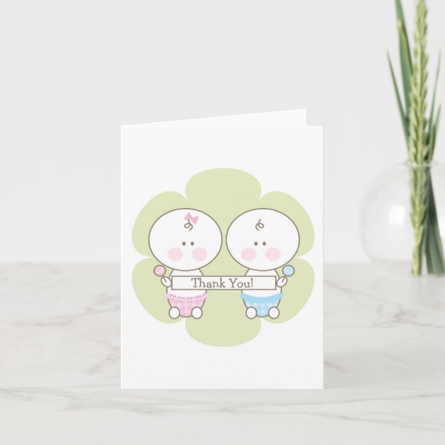 Boy & Girl Twins Thank You Card (Front)