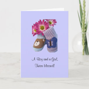 Boy Girl twins: twice blessed Card