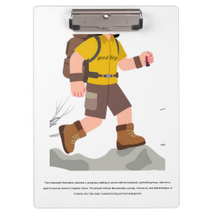 Boy Going to School Spiral Photo Notebook Clipboard