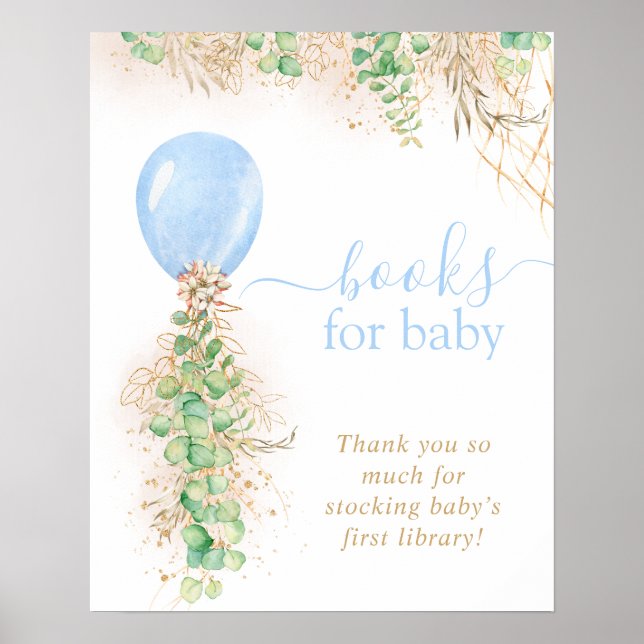 Boy Gold Glitter Eucalyptus Balloon Books For Baby Poster (Front)