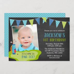 Boy Golf Birthday Party Photo Invitations
