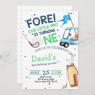 Boy Golf Par-tee 1st Birthday Invitation