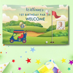 Boy Golf Theme 1st Birthday Party Photo Banner