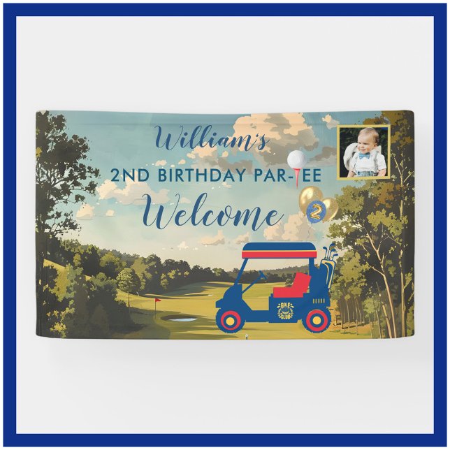Boy Golf Theme 2nd Birthday Party Photo Banner (Creator Uploaded)