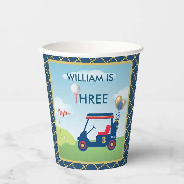 Boy Golf Theme 3rd Birthday Party  Paper Cups (Front)
