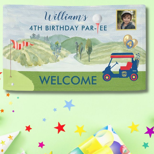 Boy Golf Theme 4th Birthday Party  Banner (Creator Uploaded)