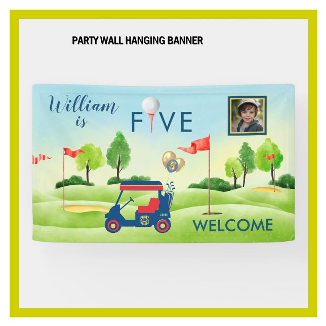 Boy Golf Theme 5th Birthday Party  Banner (Creator Uploaded)