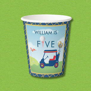 Boy Golf Theme 5th Birthday Party  Paper Cups
