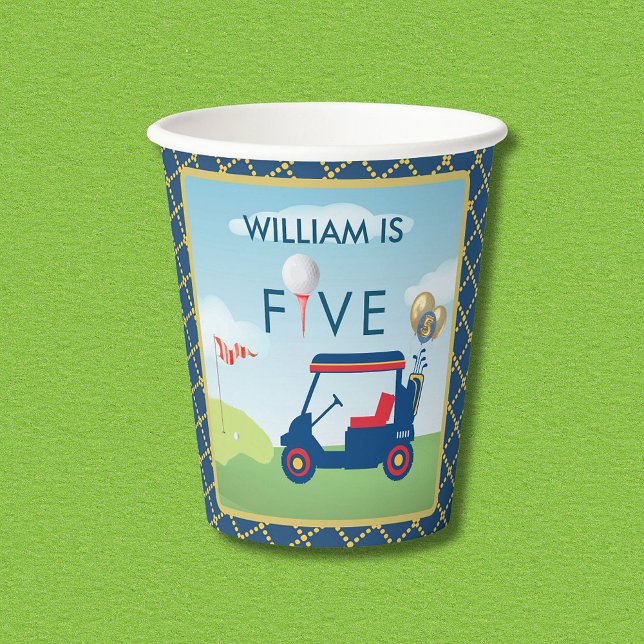 Boy Golf Theme 5th Birthday Party  Paper Cups (Creator Uploaded)