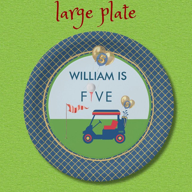 Boy Golf Theme 5th Birthday Party  Paper Plate (Creator Uploaded)