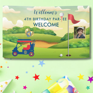Boy Golf Theme Photo 4th Birthday Party  Banner