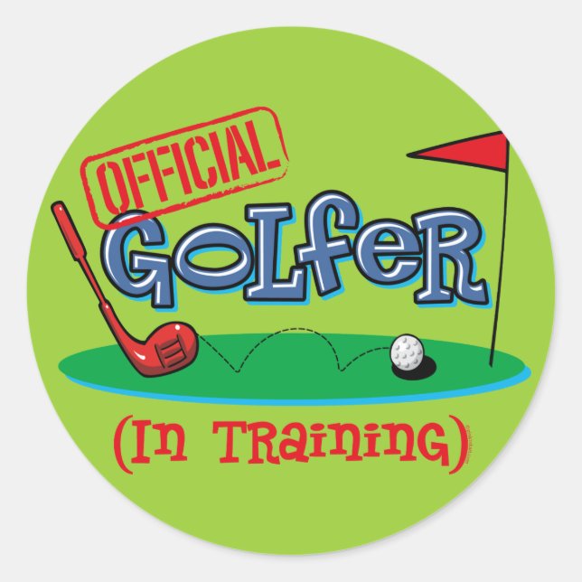 Boy Golfer In Training Classic Round Sticker (Front)
