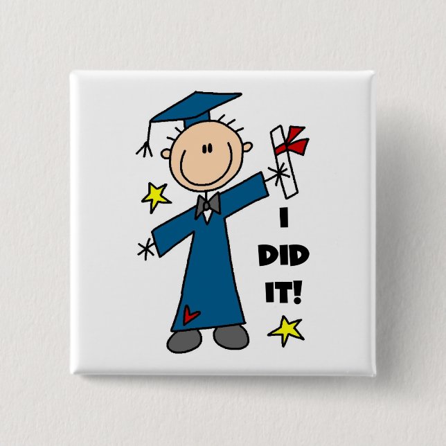 Boy Graduate 15 Cm Square Badge (Front)