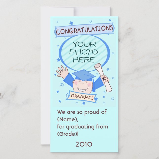 Boy Graduate Kindergarten / Preschool Photo Card (Front)