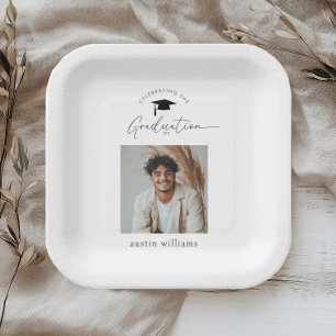 Boy Graduation Celebration Photo Welcome Paper Plate