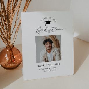 Boy Graduation Celebration Photo Welcome Pedestal Sign