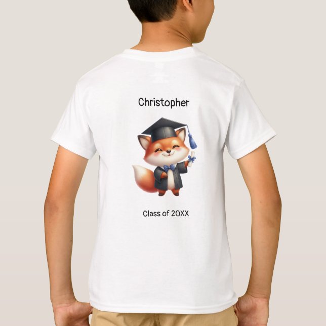 Boy Graduation Name Cute Fox T-Shirt (Back)