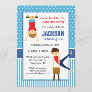 Boy Gymnastic Birthday Party Invitation