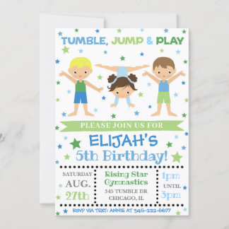 Boy Gymnastics Invitation | Gymnastics Birthday