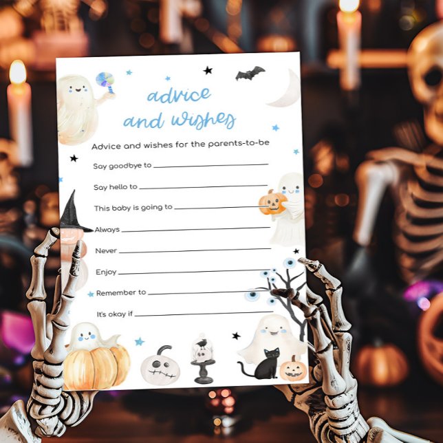 Boy Halloween Baby Shower Advice and Wishes Game (A Little Boo Baby Shower Advice and Wishes Game)