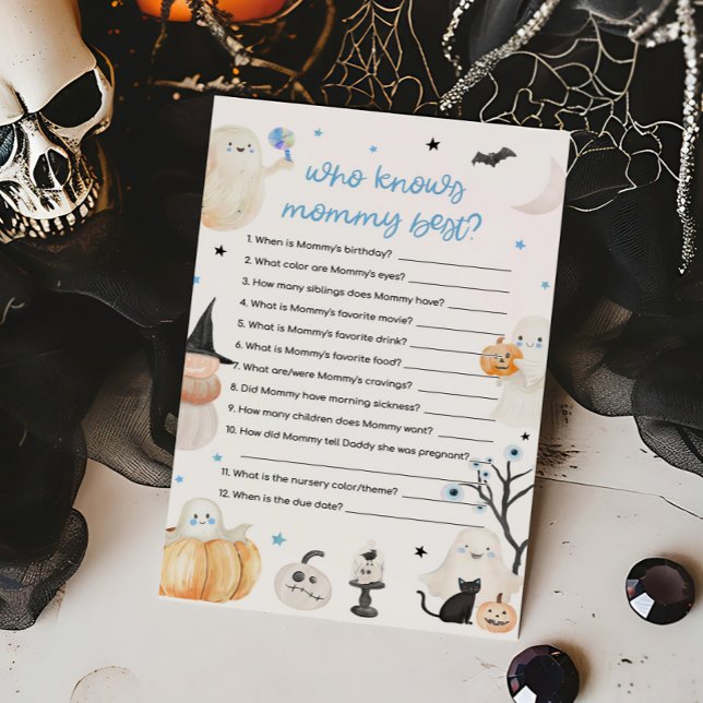 Boy Halloween Baby Who knows Mummy Best Game (A Little Boo Baby Shower Who knows Mommy Best Game)