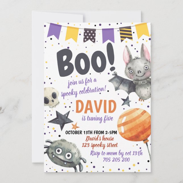 Boy Halloween Birthday Costume Party Spooky Invitation (Front)