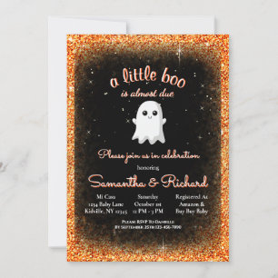 Boy Halloween Cute Ghost Little Boo Baby Shower Invitation