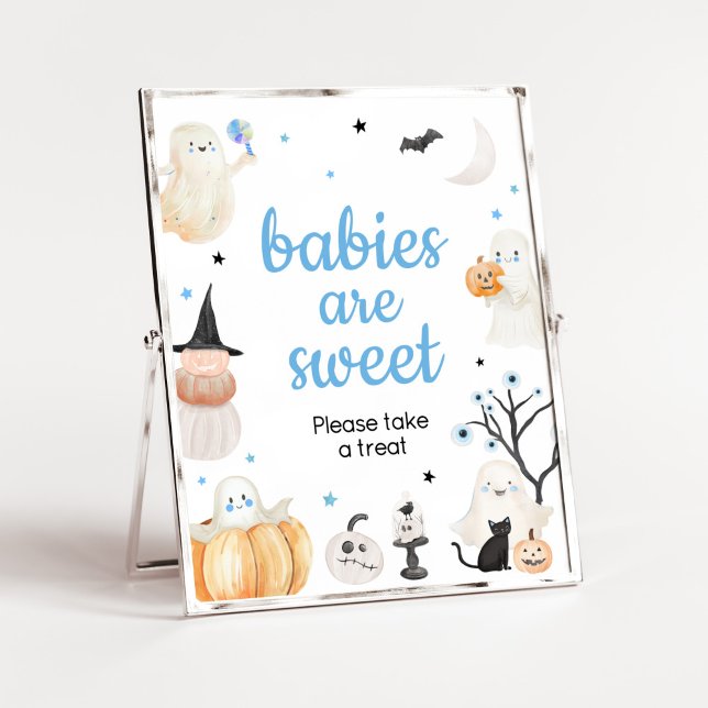 Boy Halloween Little Boo Babies are Sweet Poster (A Little Boo Baby Shower Babies are Sweet Sign)
