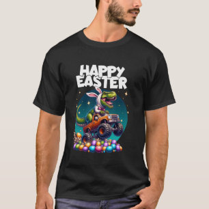 Boy Happy Easter Bunny T Rex Dinosaur Monster Truc T-Shirt