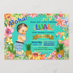 Boy Hawaiian Luau Birthday Party Invitation