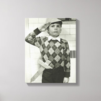 Boy Holding a Wooden Sword Canvas Print