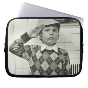 Boy Holding a Wooden Sword Laptop Sleeve