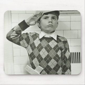 Boy Holding a Wooden Sword Mouse Mat