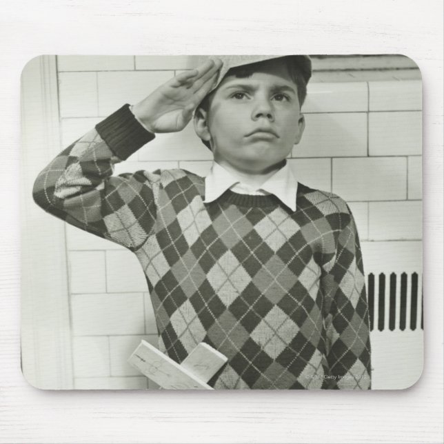 Boy Holding a Wooden Sword Mouse Mat (Front)