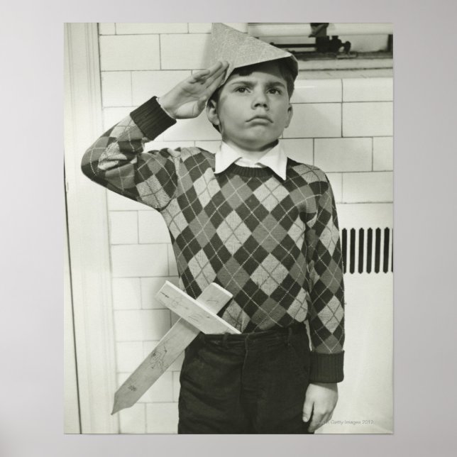 Boy Holding a Wooden Sword Poster (Front)