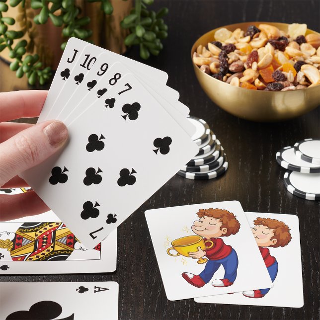 Boy Holding Golden Trophy Award Winner Playing Cards (Creator Uploaded)
