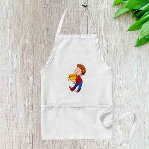 Boy Holding Golden Trophy Award Winner Standard Apron