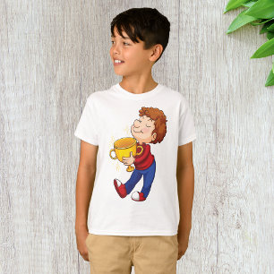 Boy Holding Golden Trophy Award Winner T-Shirt