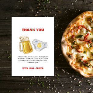 Boy Huggies Chuggies Beer Diaper Baby Shower  Thank You Card